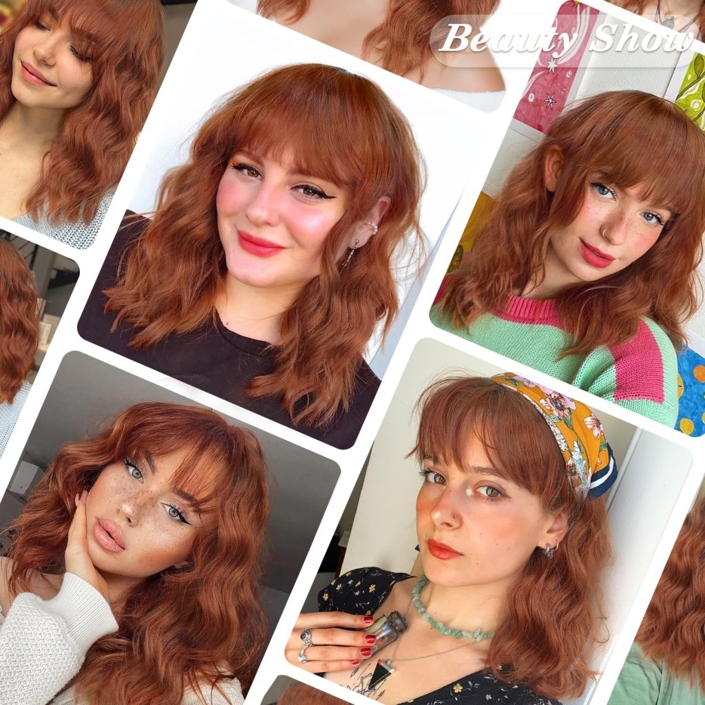 Curly Bob Wig with Bangs Short Wavy Wigs for Women human hair Heat Resistant Wigs - Wigtrends