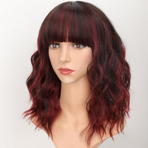 Curly Bob Wig with Bangs Short Wavy Wigs for Women human hair Heat Resistant Wigs - Wigtrends