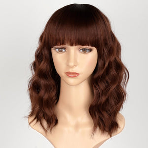 Curly Bob Wig with Bangs Short Wavy Wigs for Women human hair Heat Resistant Wigs - Wigtrends