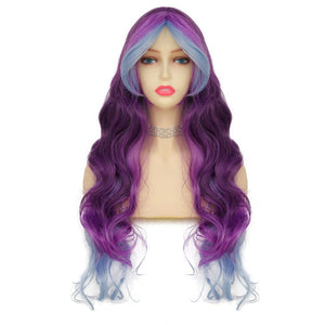 Curly Ombre Grey Wig for Women Long Wave Black Roots Synthetic Hair - Wigtrends