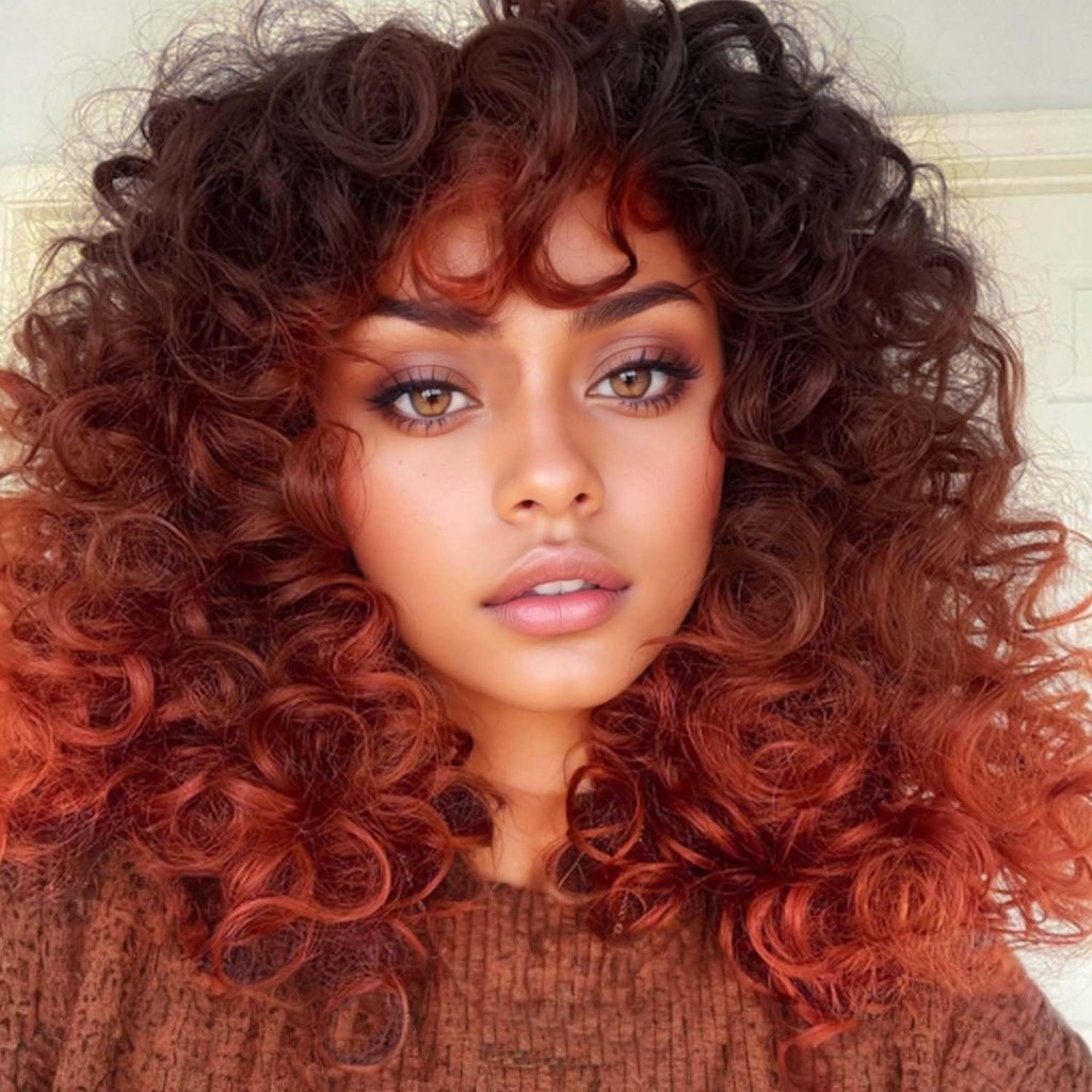 Curly Wigs for White Black Women 20 Inch Long Curly Afro Wig with Bangs Human Hair Wig - Wigtrends