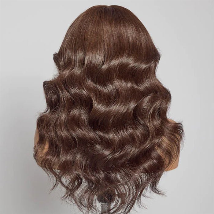 Curtain Bangs 13x4 HD Lace Body Wave Glueless Wig Butterfly Hair Cut Chestnut Brown Lace Wig - Wigtrends