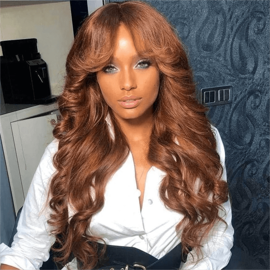 Curtain Bangs Body Wave Human Hair Wig - Wigtrends