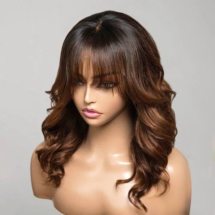 Curtain Bangs Glueless Wigs Layered Cut Wig - Wigtrends