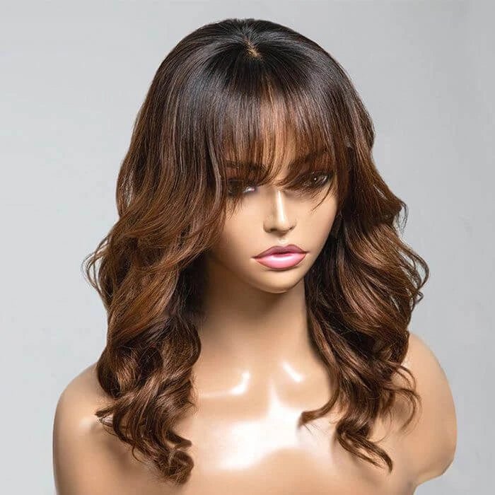 Curtain Bangs Glueless Wigs Layered Cut Wig - Wigtrends