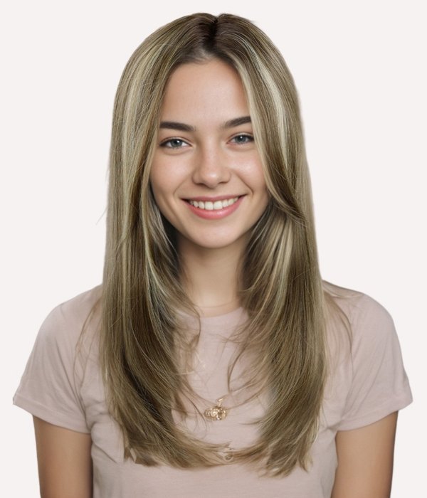 Dark Blonde Highlighted Synthetic Lace Long Wig - Wigtrends