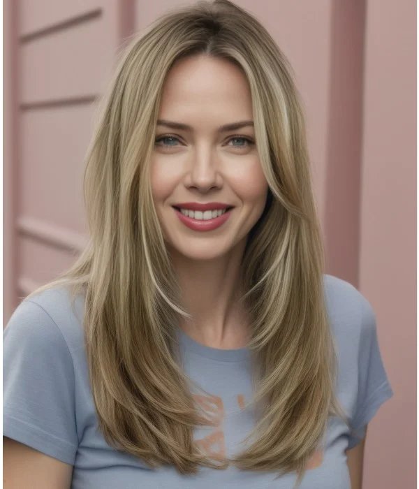 Dark Blonde Highlighted Synthetic Lace Long Wig - Wigtrends