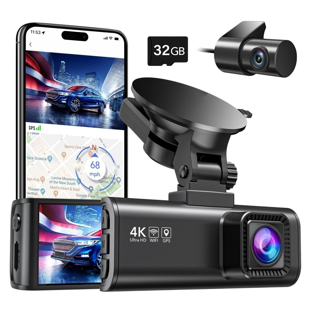 Dash Cam Front Rear, 4K/2.5K Full HD Dash Camera for Cars, Free 32GB - Wigtrends