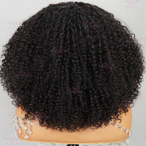 Deep Part Hairline Kinky Curl Natural Black/#1b/30 Balayage Middle part Glueless Pre - Cut Lace Closure Wig - Wigtrends