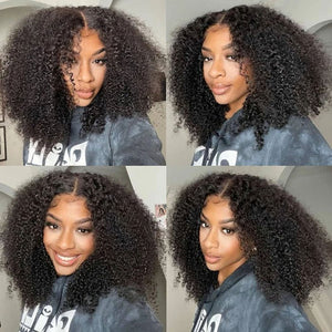 Deep Part Hairline Kinky Curl Natural Black/#1b/30 Balayage Middle part Glueless Pre - Cut Lace Closure Wig - Wigtrends