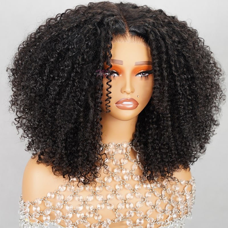 Deep Part Hairline Kinky Curl Natural Black/#1b/30 Balayage Middle part Glueless Pre - Cut Lace Closure Wig - Wigtrends