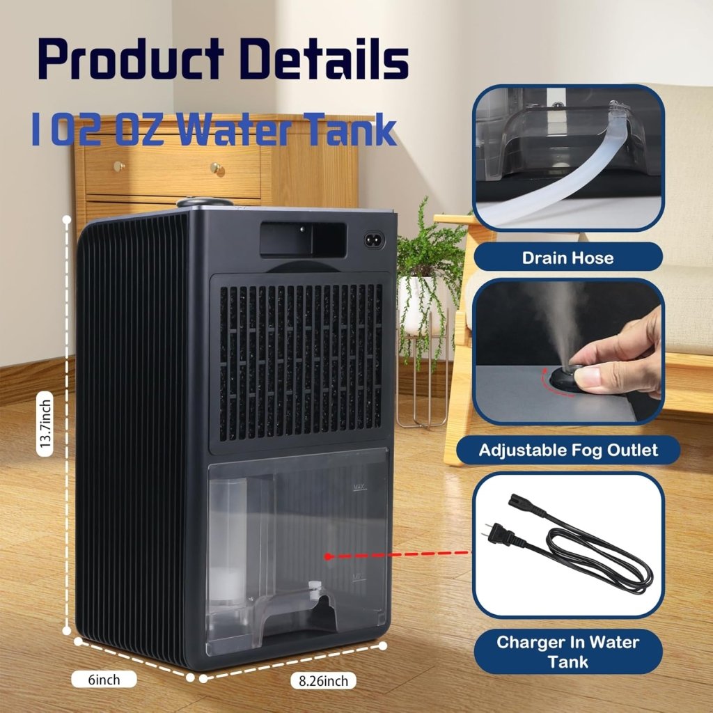 Dehumidifier,2 in 1 Humidifier Dehumidifier Combo,102 OZ Water Tank Dehumidifiers for Home Bedroom,Basement Bathroom,Auto Shut Off,Sleep Mode,7 Colors LED Light - Wigtrends