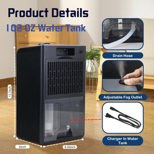 Dehumidifier,2 in 1 Humidifier Dehumidifier Combo,102 OZ Water Tank Dehumidifiers for Home Bedroom,Basement Bathroom,Auto Shut Off,Sleep Mode,7 Colors LED Light - Wigtrends