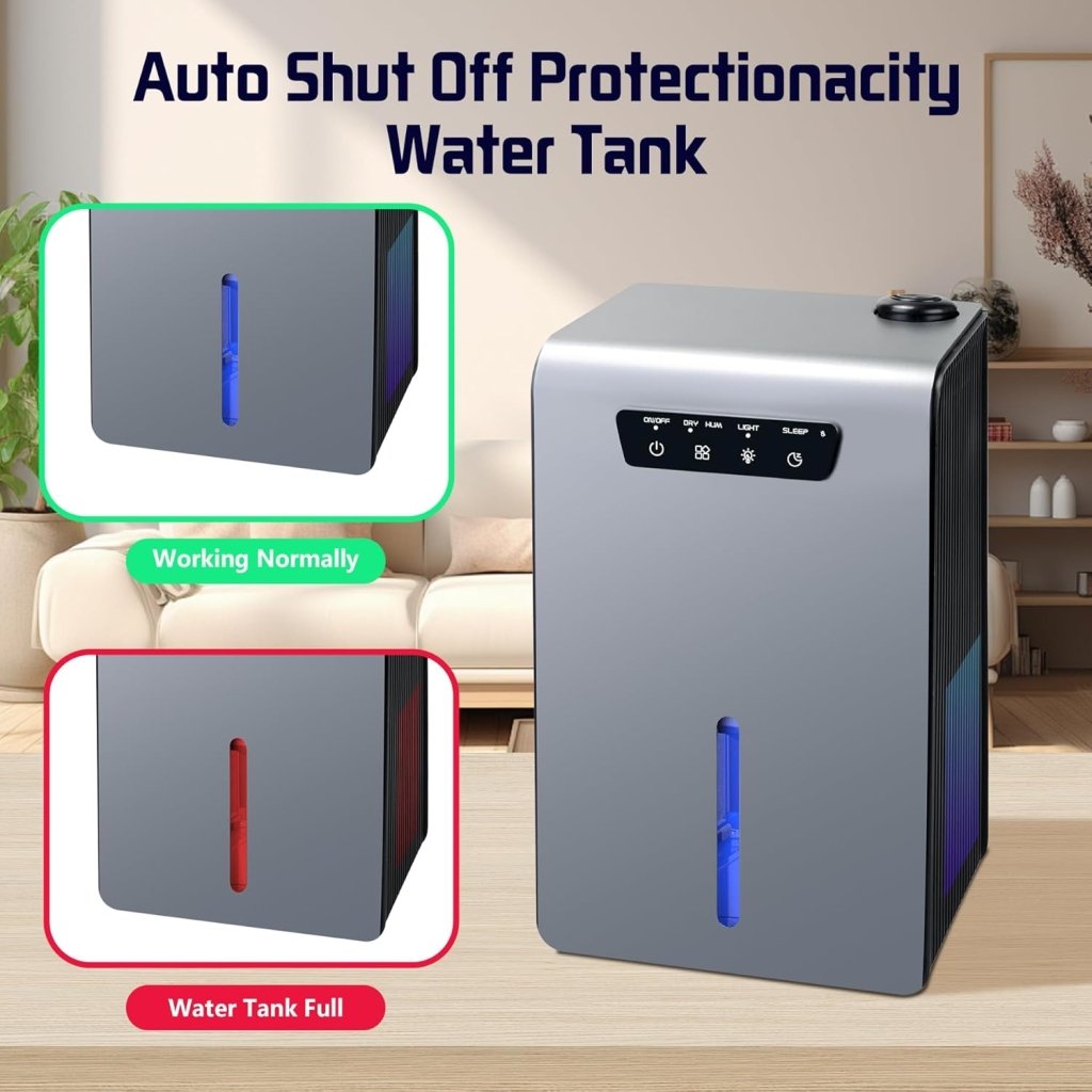 Dehumidifier,2 in 1 Humidifier Dehumidifier Combo,102 OZ Water Tank Dehumidifiers for Home Bedroom,Basement Bathroom,Auto Shut Off,Sleep Mode,7 Colors LED Light - Wigtrends