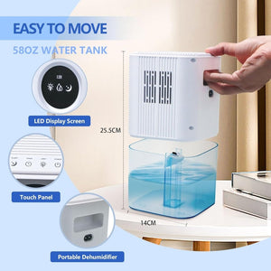 Dehumidifier,2 in 1 Humidifier Dehumidifier Combo,102 OZ Water Tank Dehumidifiers for Home Bedroom,Basement Bathroom,Auto Shut Off,Sleep Mode,7 Colors LED Light - Wigtrends