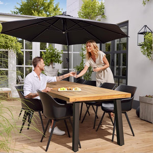 Devoko Home Acacia Wood Dining Table 6 - Person Indoor Outdoor Table with Iron Legs, Sandblast Finish, Natural Stained, Rustic Metal, 69 * 33 * 30 inch (Natural) - Wigtrends