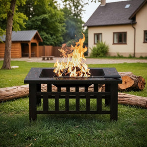 Devoko Outdoor Fire Pit, 32 Inch Firepit Table Metal Outdoor Fireplaces with Waterproof Cover for Outside Patio Camping - Wigtrends