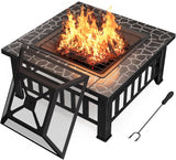 Devoko Outdoor Fire Pit, 32 Inch Firepit Table Metal Outdoor Fireplaces with Waterproof Cover for Outside Patio Camping - Wigtrends