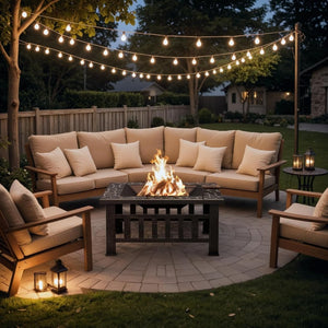 Devoko Outdoor Fire Pit, 32 Inch Firepit Table Metal Outdoor Fireplaces with Waterproof Cover for Outside Patio Camping - Wigtrends