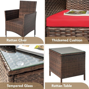 Devoko Patio Porch Furniture Sets 3 Pieces PE Rattan Wicker Chairs with Table Outdoor Garden Furniture Sets (Brown/Beige) - Wigtrends