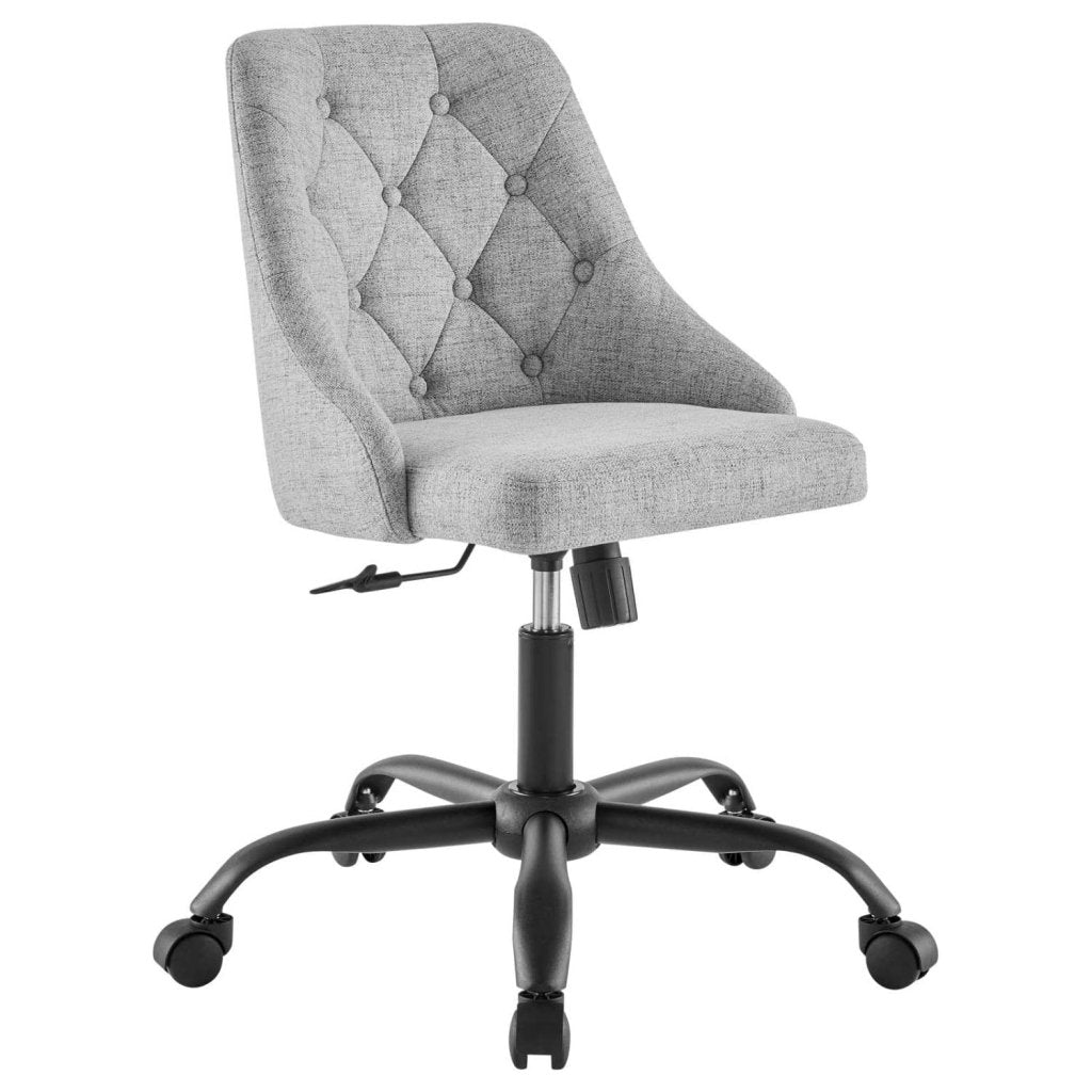 Distinct Tufted Swivel Upholstered Office Chair, Black Beige 23 x 20.5 x 32 - Wigtrends