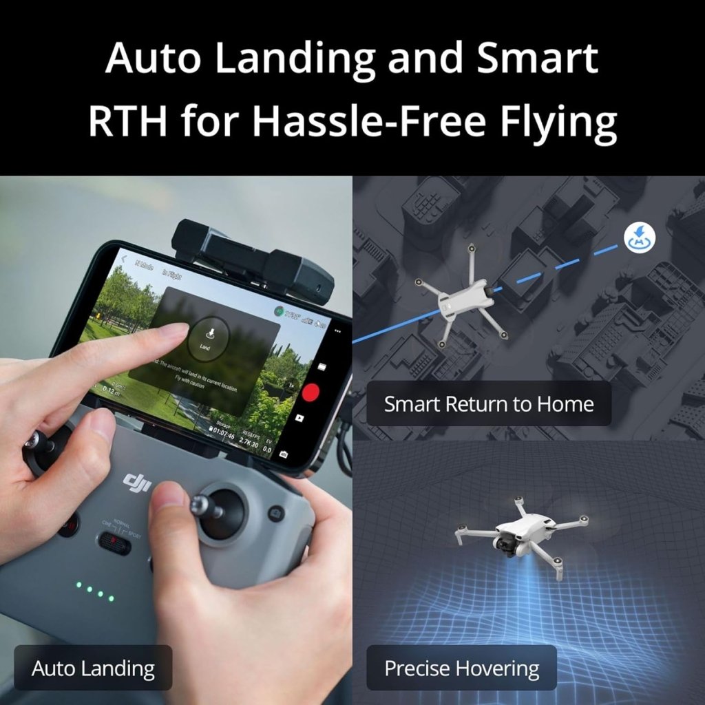 DJI Mini 3, Drones with Camera for Adults 4K, 38 - min Flight Time, up to 32800ft (10km) Video Transmission, True Vertical Shooting, GPS Auto Return Integrated, Mini Drone with Camera for Beginners - Wigtrends