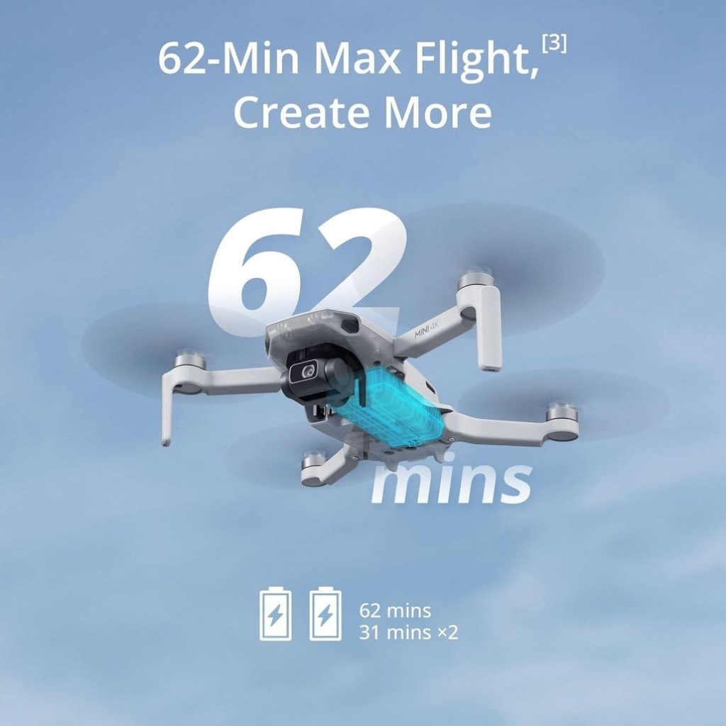 DJI Mini 4K, Drone with 4K UHD Camera for Adults, Under 249 g, 3 - Axis Gimbal Stabilization, 10km Video Transmission, Auto Return, Wind Resistance, 1 Battery for 31 - Min Max Flight Time, Intelligent Flight - Wigtrends