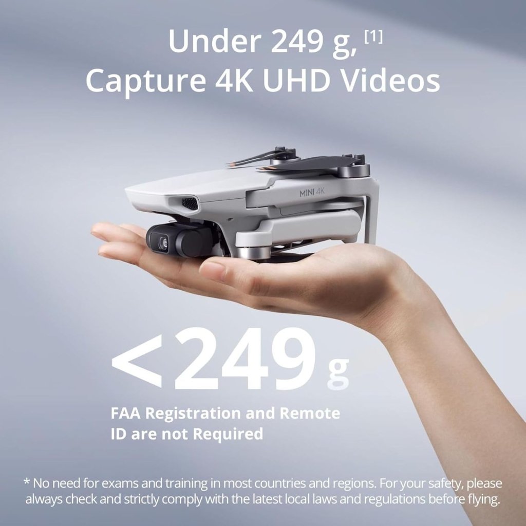 DJI Mini 4K, Drone with 4K UHD Camera for Adults, Under 249 g, 3 - Axis Gimbal Stabilization, 10km Video Transmission, Auto Return, Wind Resistance, 1 Battery for 31 - Min Max Flight Time, Intelligent Flight - Wigtrends
