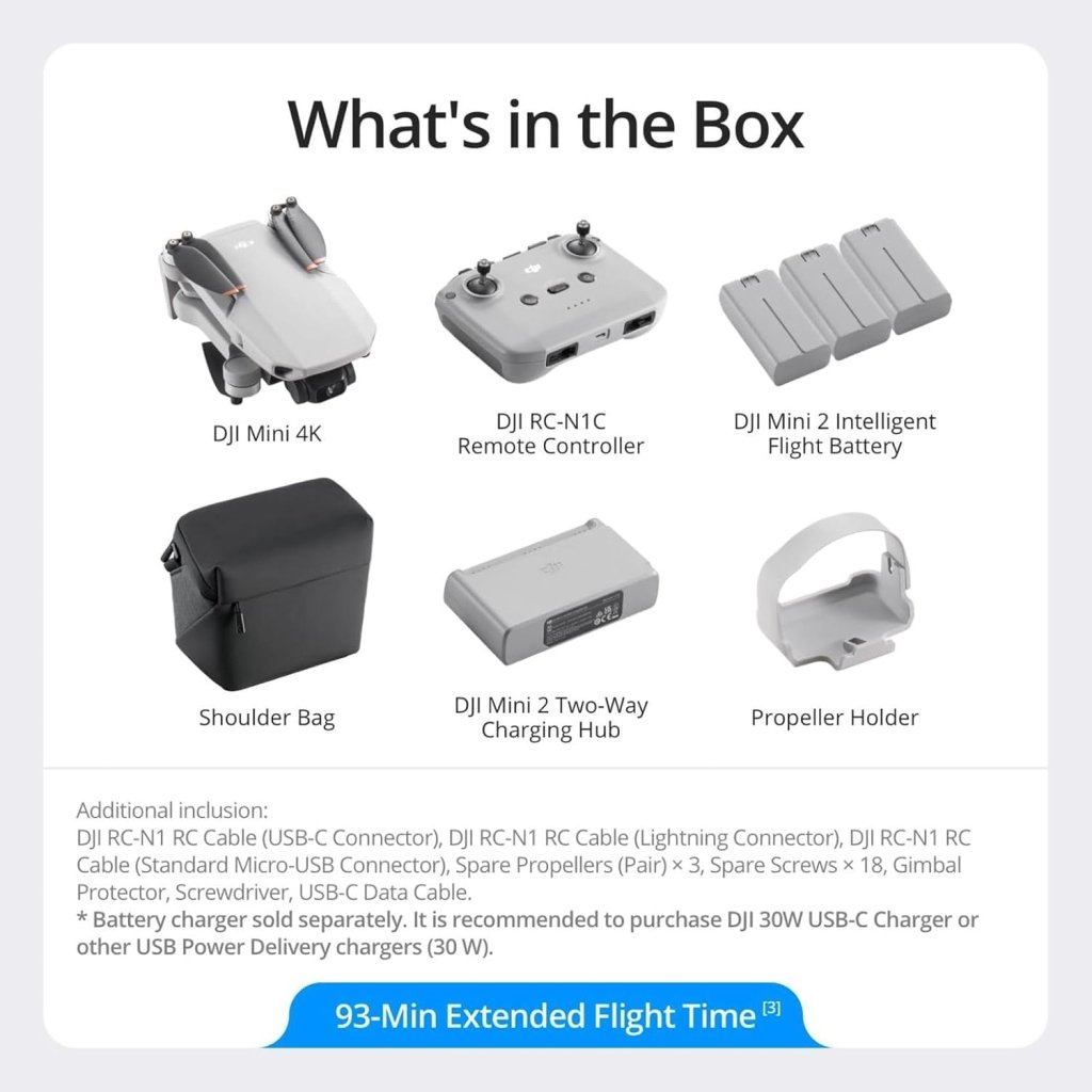 DJI Mini 4K, Drone with 4K UHD Camera for Adults, Under 249 g, 3 - Axis Gimbal Stabilization, 10km Video Transmission, Auto Return, Wind Resistance, 1 Battery for 31 - Min Max Flight Time, Intelligent Flight - Wigtrends