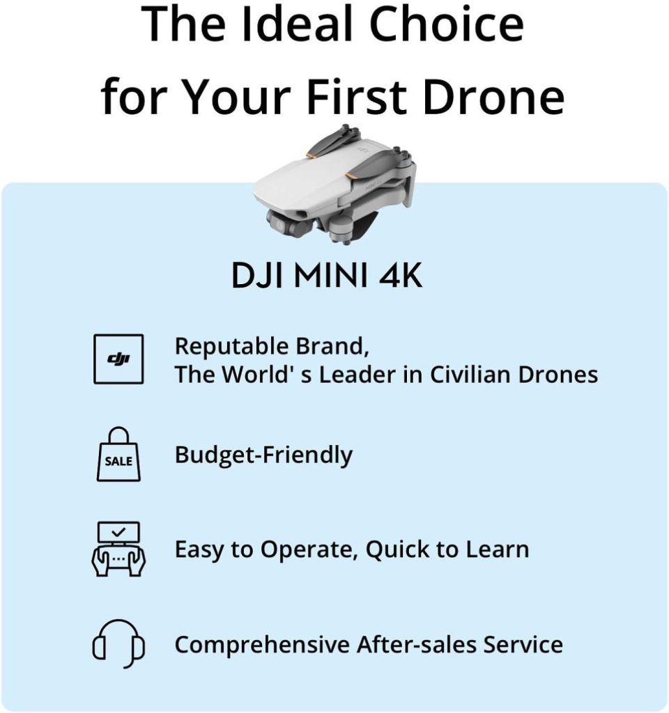 DJI Mini 4K, Drone with 4K UHD Camera for Adults, Under 249 g, 3 - Axis Gimbal Stabilization, 10km Video Transmission, Auto Return, Wind Resistance, 1 Battery for 31 - Min Max Flight Time, Intelligent Flight - Wigtrends