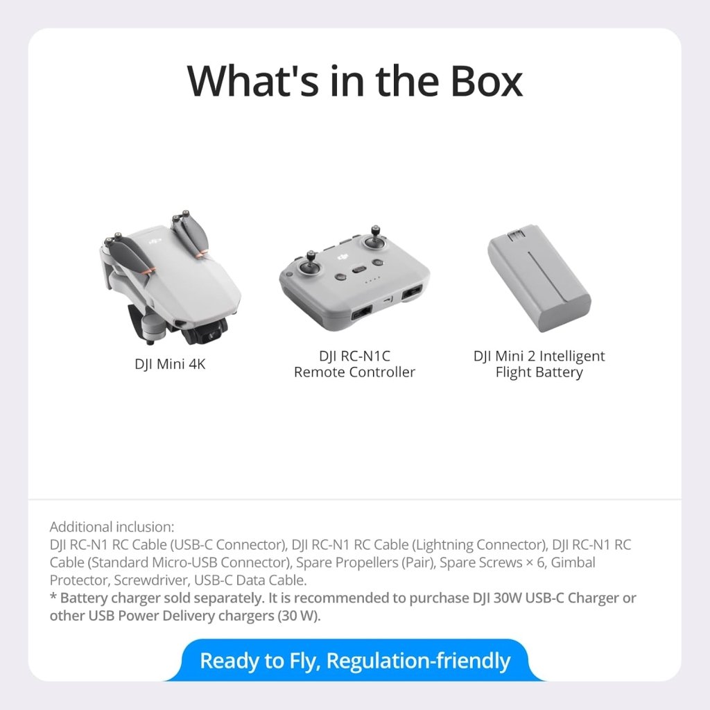 DJI Mini 4K, Drone with 4K UHD Camera for Adults, Under 249 g, 3 - Axis Gimbal Stabilization, 10km Video Transmission, Auto Return, Wind Resistance, 1 Battery for 31 - Min Max Flight Time, Intelligent Flight - Wigtrends