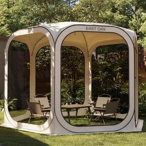 EAST OAK Screen House Tent Pop - Up, Portable Screen Room Canopy Instant Screen Tent 10 x 10 FT with Carry Bag for Patio, Backyard, Deck & Outdoor Activities, Beige - Wigtrends