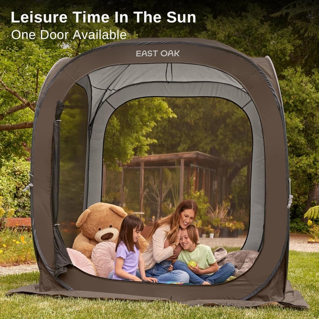 EAST OAK Screen House Tent Pop - Up, Portable Screen Room Canopy Instant Screen Tent 10 x 10 FT with Carry Bag for Patio, Backyard, Deck & Outdoor Activities, Beige - Wigtrends