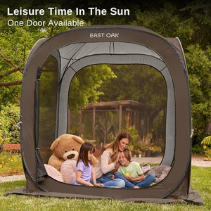 EAST OAK Screen House Tent Pop - Up, Portable Screen Room Canopy Instant Screen Tent 10 x 10 FT with Carry Bag for Patio, Backyard, Deck & Outdoor Activities, Beige - Wigtrends