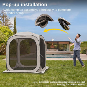 EAST OAK Screen House Tent Pop - Up, Portable Screen Room Canopy Instant Screen Tent 10 x 10 FT with Carry Bag for Patio, Backyard, Deck & Outdoor Activities, Beige - Wigtrends