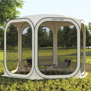 EAST OAK Screen House Tent Pop - Up, Portable Screen Room Canopy Instant Screen Tent 10 x 10 FT with Carry Bag for Patio, Backyard, Deck & Outdoor Activities, Beige - Wigtrends