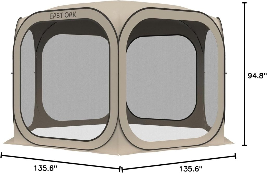 EAST OAK Screen House Tent Pop - Up, Portable Screen Room Canopy Instant Screen Tent 10 x 10 FT with Carry Bag for Patio, Backyard, Deck & Outdoor Activities, Beige - Wigtrends