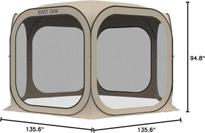 EAST OAK Screen House Tent Pop - Up, Portable Screen Room Canopy Instant Screen Tent 10 x 10 FT with Carry Bag for Patio, Backyard, Deck & Outdoor Activities, Beige - Wigtrends