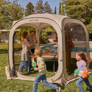 EAST OAK Screen House Tent Pop - Up, Portable Screen Room Canopy Instant Screen Tent 10 x 10 FT with Carry Bag for Patio, Backyard, Deck & Outdoor Activities, Beige - Wigtrends