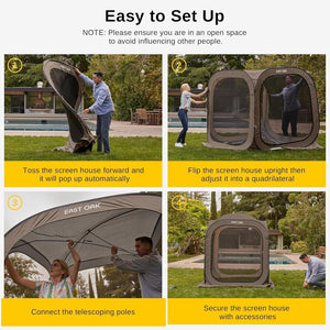 EAST OAK Screen House Tent Pop - Up, Portable Screen Room Canopy Instant Screen Tent 10 x 10 FT with Carry Bag for Patio, Backyard, Deck & Outdoor Activities, Beige - Wigtrends