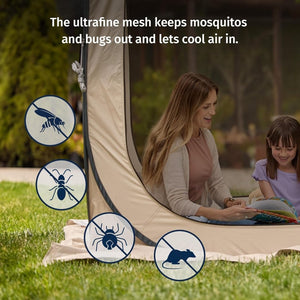 EAST OAK Screen House Tent Pop - Up, Portable Screen Room Canopy Instant Screen Tent 10 x 10 FT with Carry Bag for Patio, Backyard, Deck & Outdoor Activities, Beige - Wigtrends