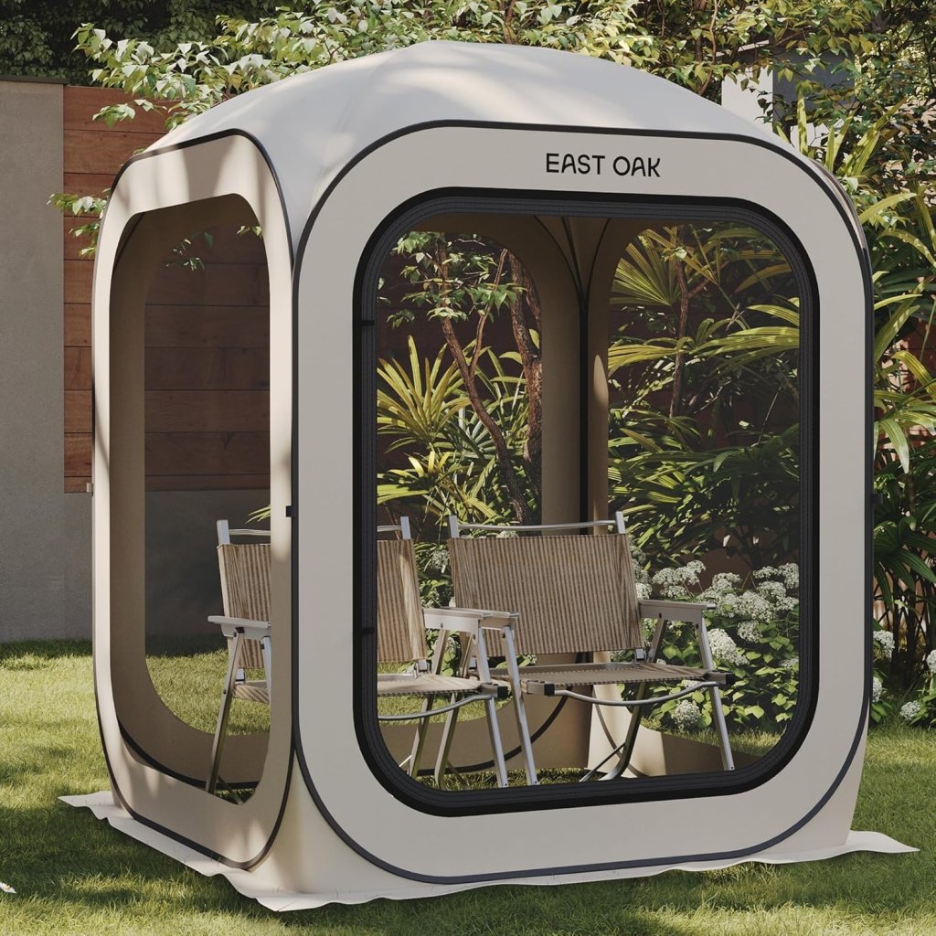 EAST OAK Screen House Tent Pop - Up, Portable Screen Room Canopy Instant Screen Tent 10 x 10 FT with Carry Bag for Patio, Backyard, Deck & Outdoor Activities, Beige - Wigtrends