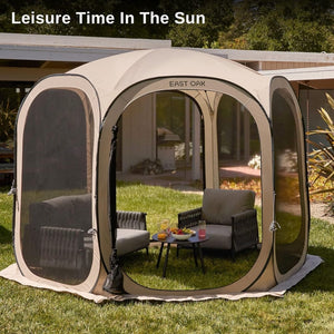 EAST OAK Screen House Tent Pop - Up, Portable Screen Room Canopy Instant Screen Tent 10 x 10 FT with Carry Bag for Patio, Backyard, Deck & Outdoor Activities, Beige - Wigtrends