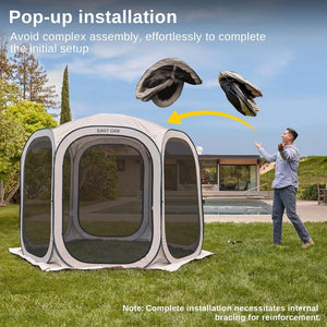 EAST OAK Screen House Tent Pop - Up, Portable Screen Room Canopy Instant Screen Tent 10 x 10 FT with Carry Bag for Patio, Backyard, Deck & Outdoor Activities, Beige - Wigtrends