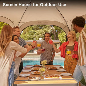 EAST OAK Screen House Tent Pop - Up, Portable Screen Room Canopy Instant Screen Tent 10 x 10 FT with Carry Bag for Patio, Backyard, Deck & Outdoor Activities, Beige - Wigtrends
