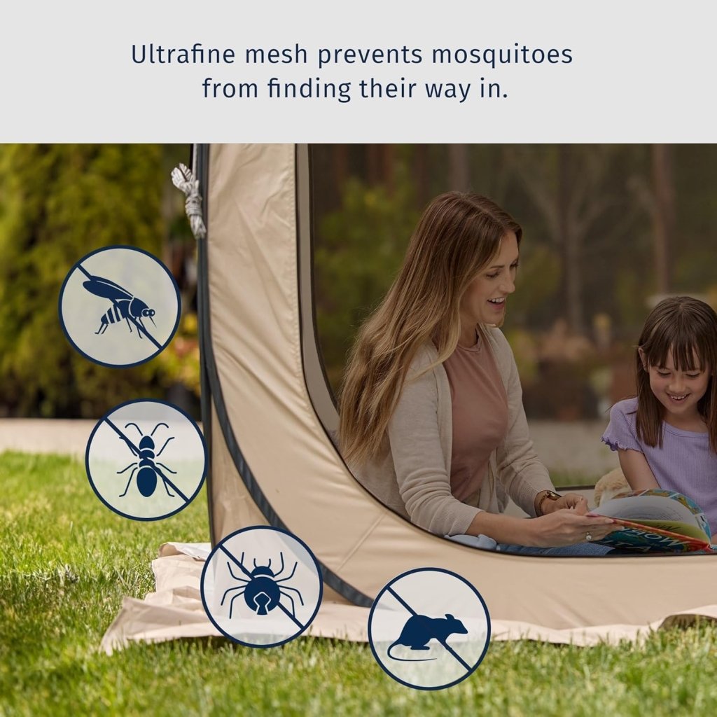 EAST OAK Screen House Tent Pop - Up, Portable Screen Room Canopy Instant Screen Tent 10 x 10 FT with Carry Bag for Patio, Backyard, Deck & Outdoor Activities, Beige - Wigtrends