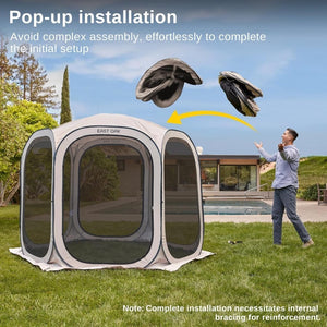 EAST OAK Screen House Tent Pop - Up, Portable Screen Room Canopy Instant Screen Tent 10 x 10 FT with Carry Bag for Patio, Backyard, Deck & Outdoor Activities, Beige - Wigtrends