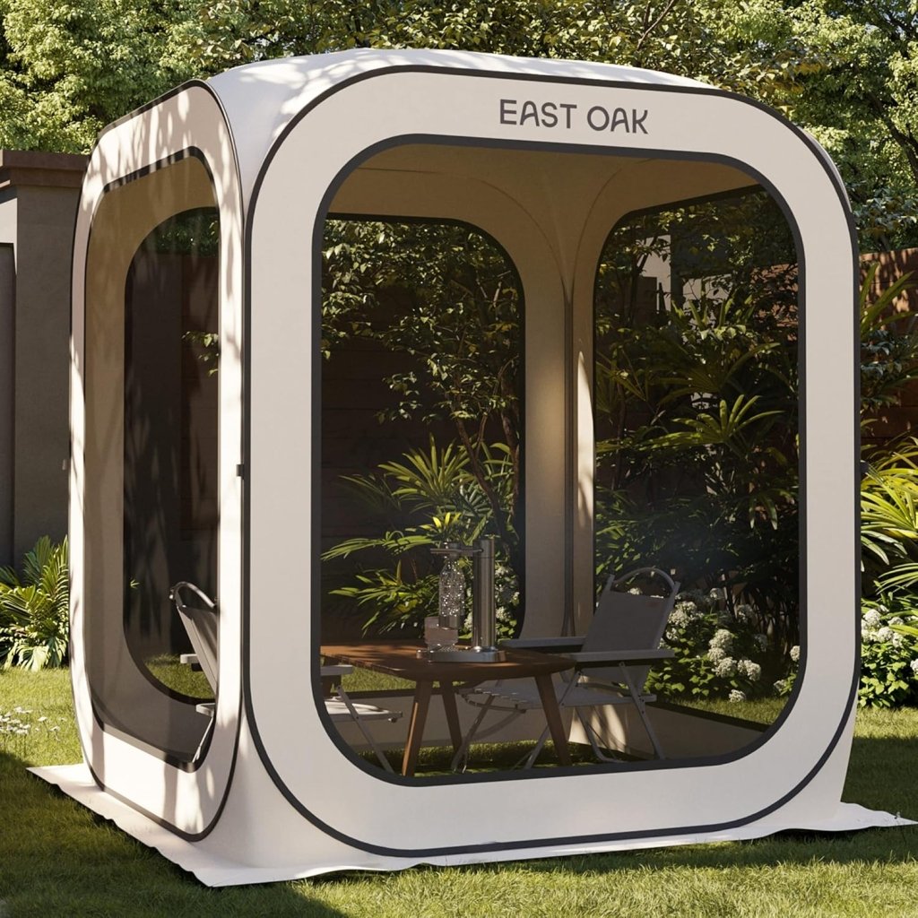 EAST OAK Screen House Tent Pop - Up, Portable Screen Room Canopy Instant Screen Tent 10 x 10 FT with Carry Bag for Patio, Backyard, Deck & Outdoor Activities, Beige - Wigtrends