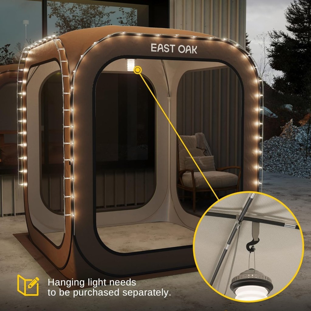 EAST OAK Screen House Tent Pop - Up, Portable Screen Room Canopy Instant Screen Tent 10 x 10 FT with Carry Bag for Patio, Backyard, Deck & Outdoor Activities, Beige - Wigtrends