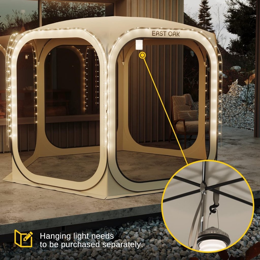 EAST OAK Screen House Tent Pop - Up, Portable Screen Room Canopy Instant Screen Tent 10 x 10 FT with Carry Bag for Patio, Backyard, Deck & Outdoor Activities, Beige - Wigtrends
